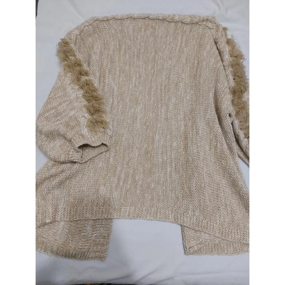 anthropologie sweater cardigan beige with statement sleeves one size - Picture 6 of 6